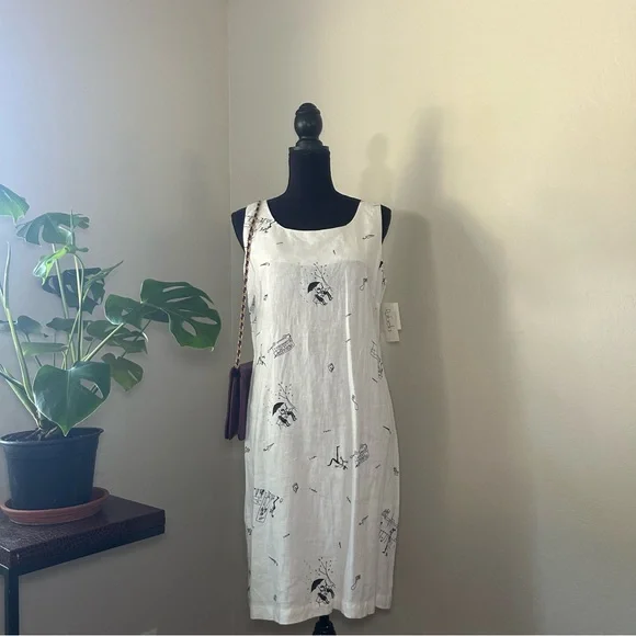 Dresses | Vintage 9s White Linen London Photoshoot Printed Shift Dress | Poshmark Dresses | Vintage 9s White Linen London Photoshoot Printed Shift Dress | Poshmark